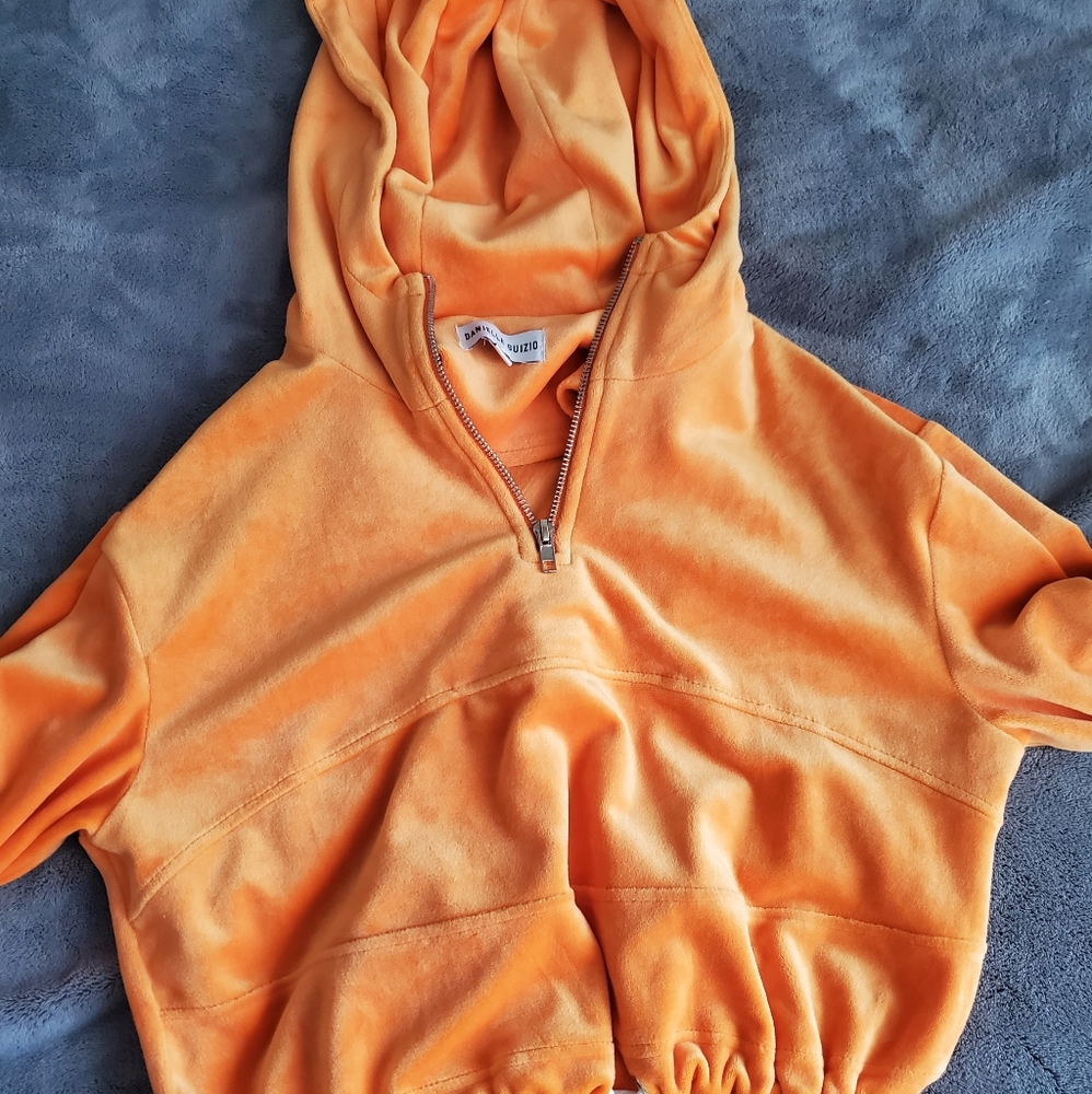 Danielle Guizio xs cropped hoodie orange